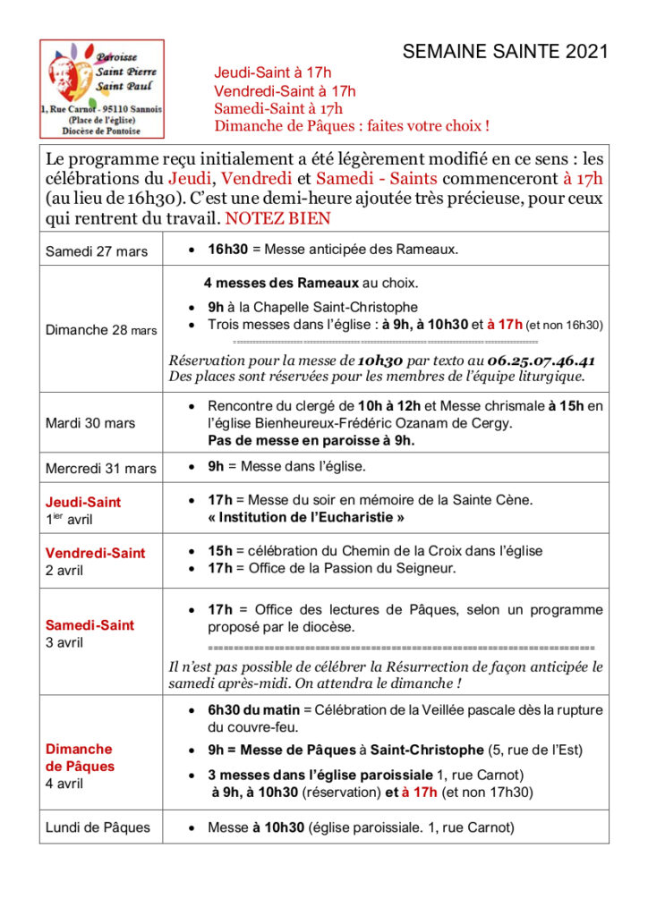 Programme France 3 Dimanche 30 Mai 2021 PROGRAMME – Semaine sainte 2021 | Paroisse de Sannois